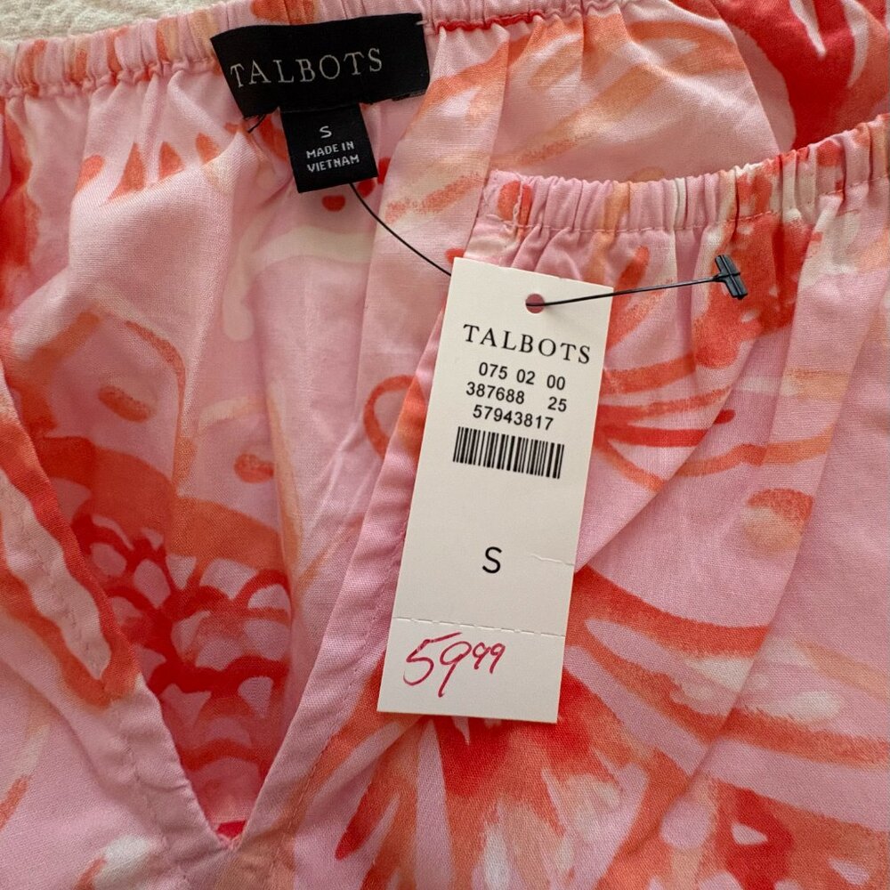 Talbots Drawstring Hem Poplin Short Top- NWT